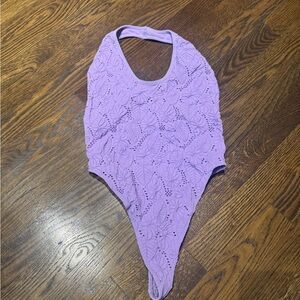 Lavender Lace Halter Bodysuit